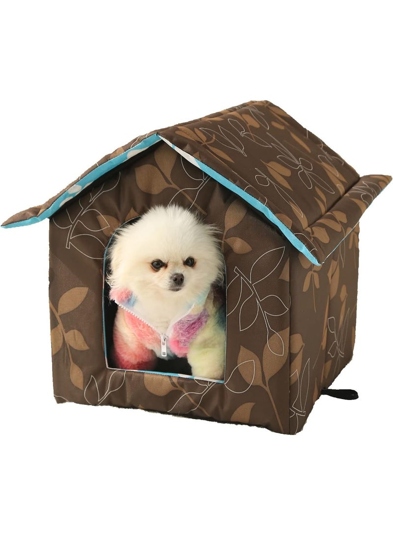 jaexest بيت قطط خارجي مقاوم للعوامل الجوية، مأوى حيوانات أليفة صغير معزول ودافئ للقطط الضالة والبرية، منزل للقطط بستارة شفافة مقاومة للرياح (تصميم ريفي أنيق) - Image 1